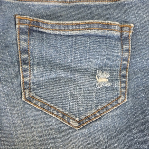 Studio Womens Jeans 2 Petite‎ High Rise Slim Straight Leg Distressed Blue Denim - Picture 13 of 16